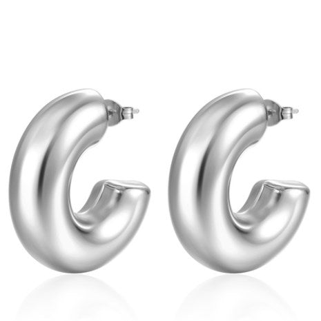 Chunky C Hoop - Silver