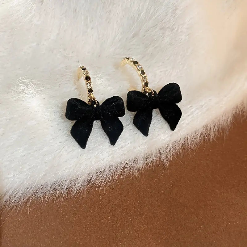 Black Velvet Bow Earrings