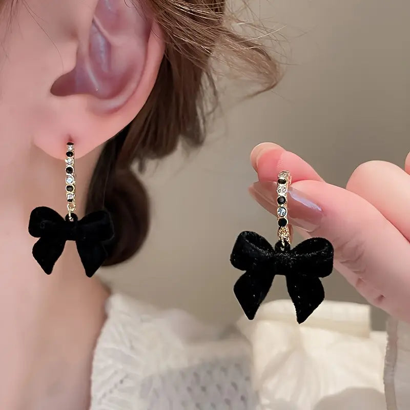 Black Velvet Bow Earrings