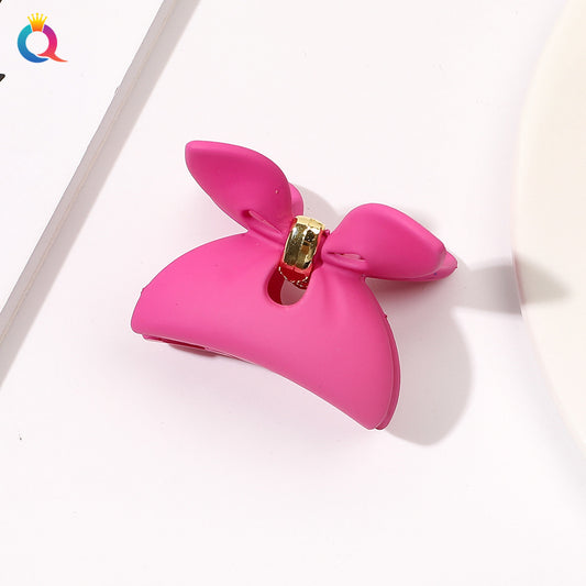 Mini Bow Hair Clip - Bright Pink