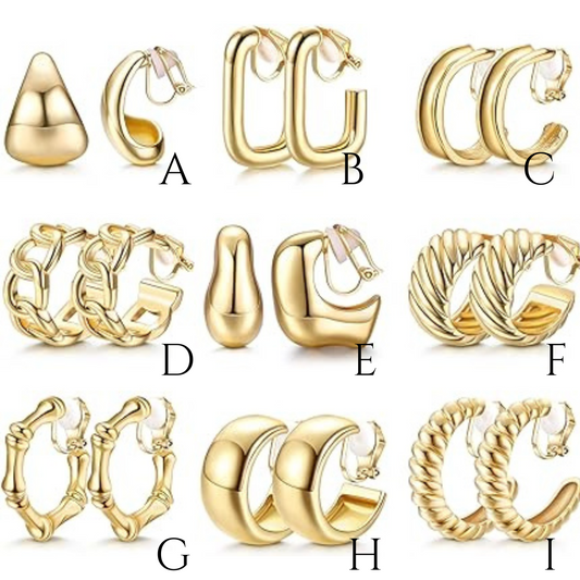 Hot Girl Hoops - Gold Clip-Ons