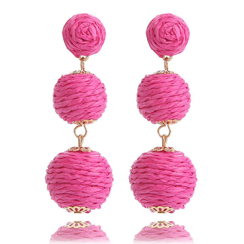 Raffia Raindrops - Hot Pink